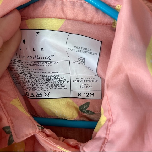 ๐ผ 5/$25 Rise Little Earthling Baby Girl Pink Lemon Fruit Print Rain Jacket 6-12M - Picture 5 of 15